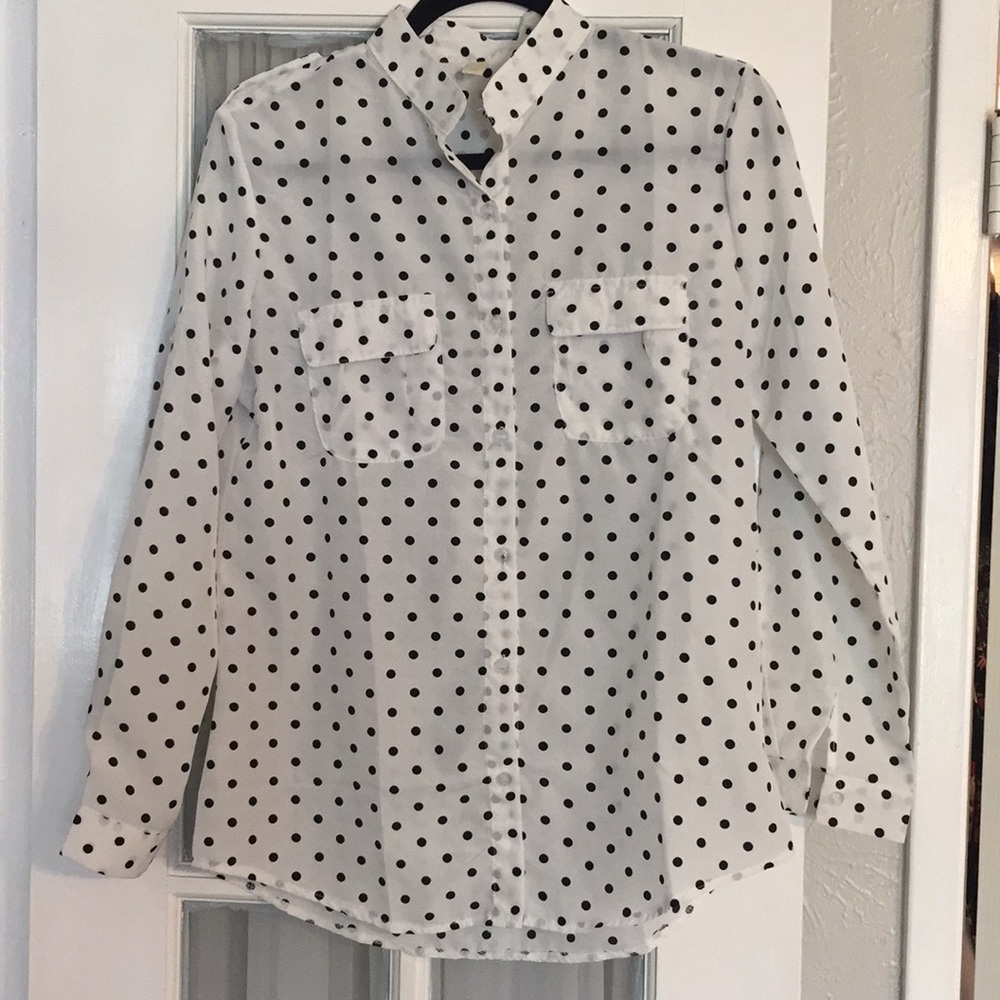 NWOT Silky Polka Dot Utility Blouse